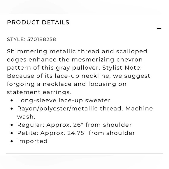 WHITE HOUSE BLACK MARKET NWOT Lace Up Sweater - Picture 12 of 12